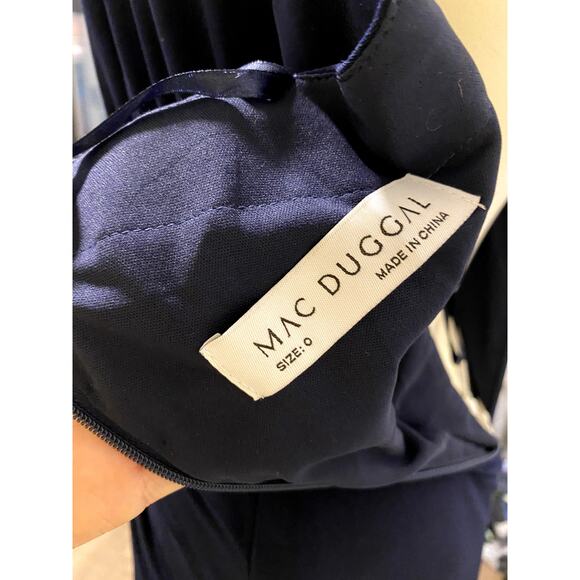 Mac Duggal 67858 Ruffled One Shoulder Draped Gown Blue 0 - Picture 6 of 10